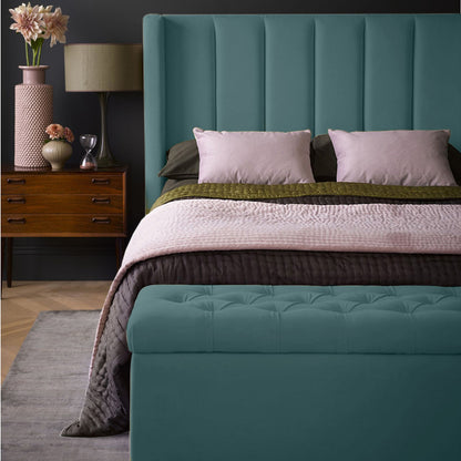 Base Cama con Espaldar + Colchon + Puff Baul Doble Julieta  verde