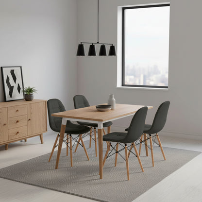 Juego de Comedor Premium Kano con 4 Sillas Eames botones negro