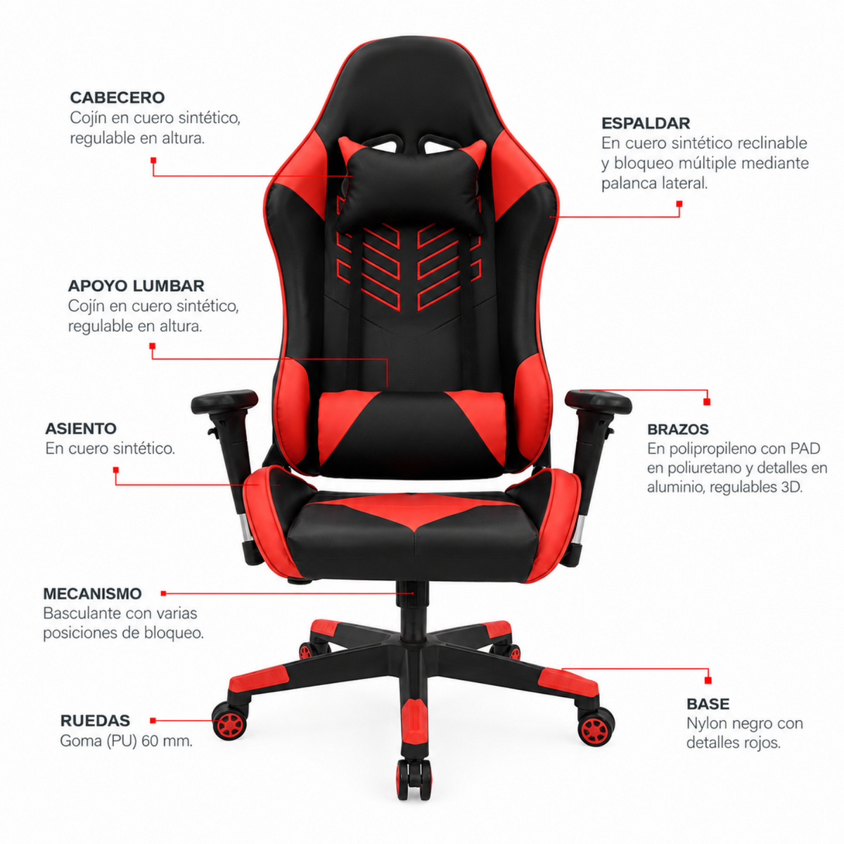 Combo Gamer: Silla Ergonomica Brazos 3D y Escritorio con Luces