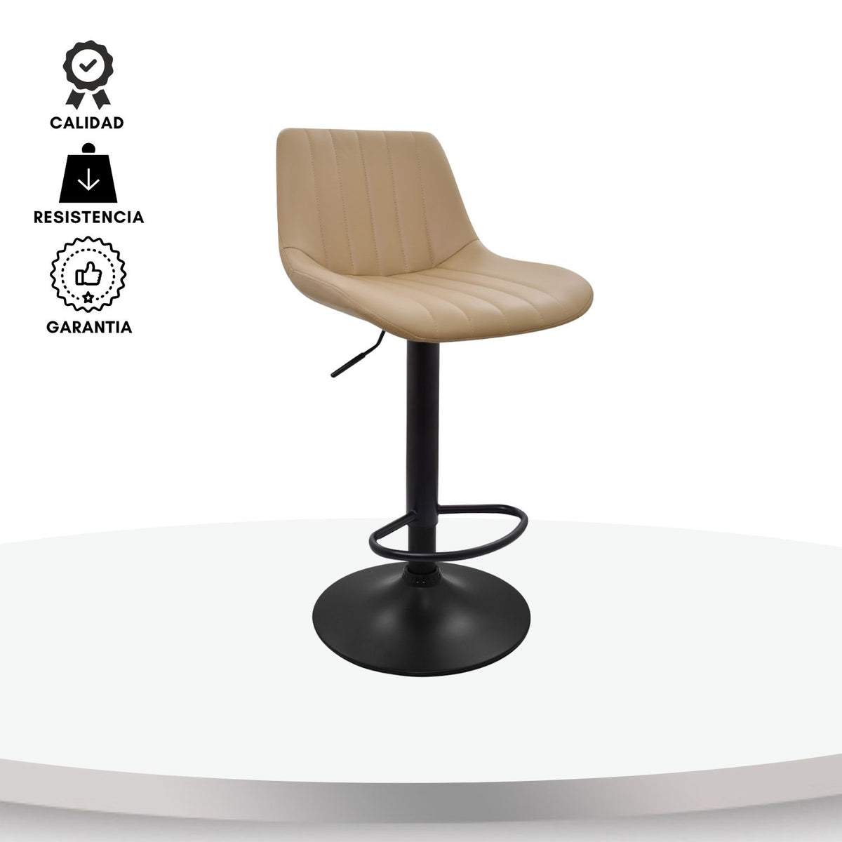 Silla De Barra Favil Tipo Cuero Taupe
