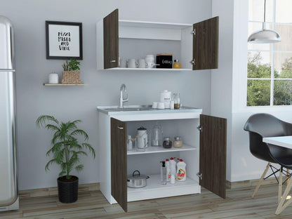 Cocina Integral Shelf Chocolate Y Blanco Con Mesón Izquierdo