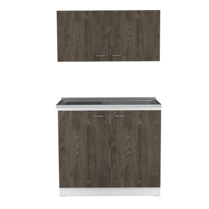 Cocina Integral Shelf Chocolate Y Blanco Con Mesón Izquierdo