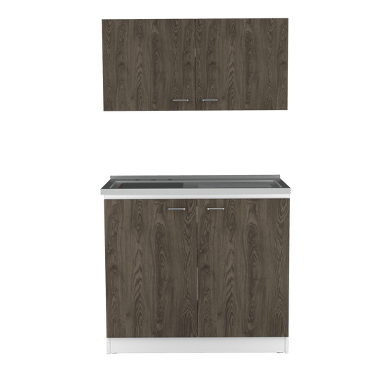 Cocina Integral Shelf Chocolate Y Blanco Con Mesón Izquierdo