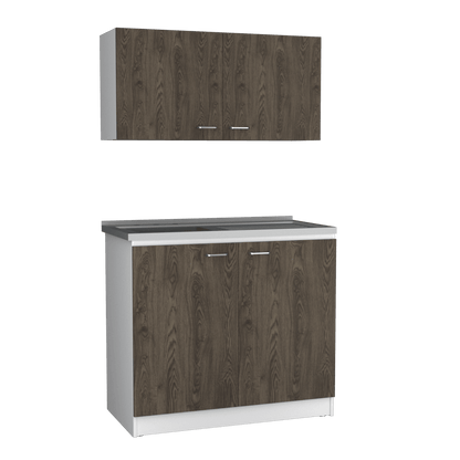 Cocina Integral Shelf Chocolate Y Blanco Con Mesón Izquierdo