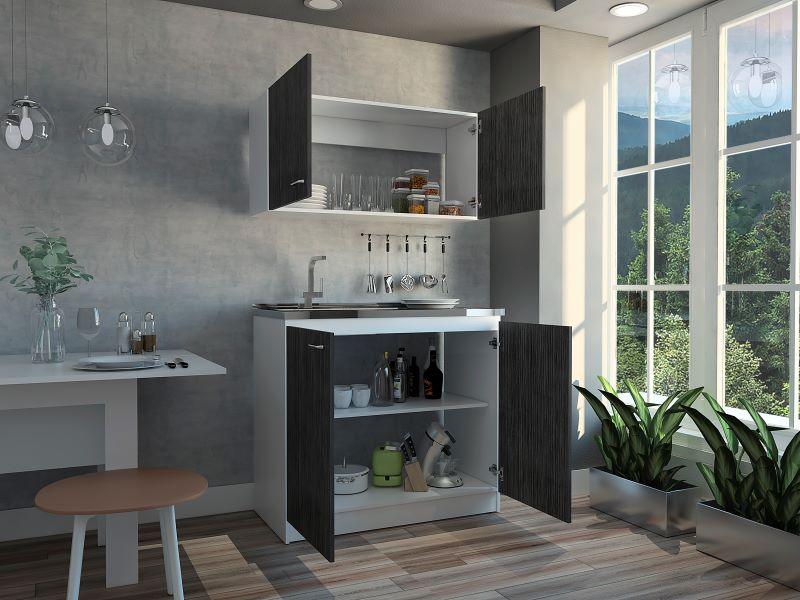 Cocina Integral Drevia, Blanco Y Gris, Incluye Mesón Izquierdo