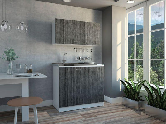 Cocina Integral Drevia, Blanco Y Gris, Incluye Mesón Izquierdo