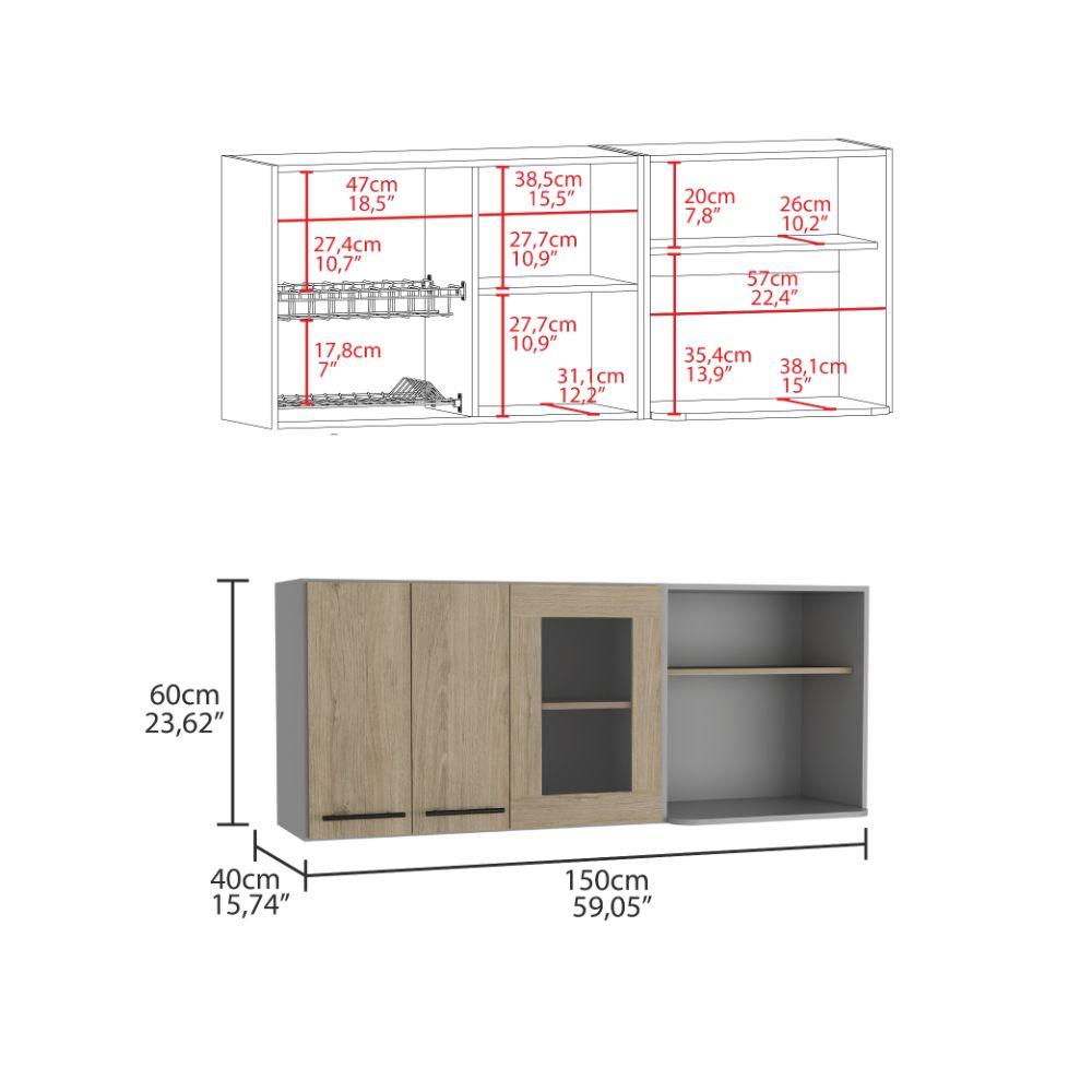 Gabinete Superior Stich Hassel Rovere Y Gris 150 Cm