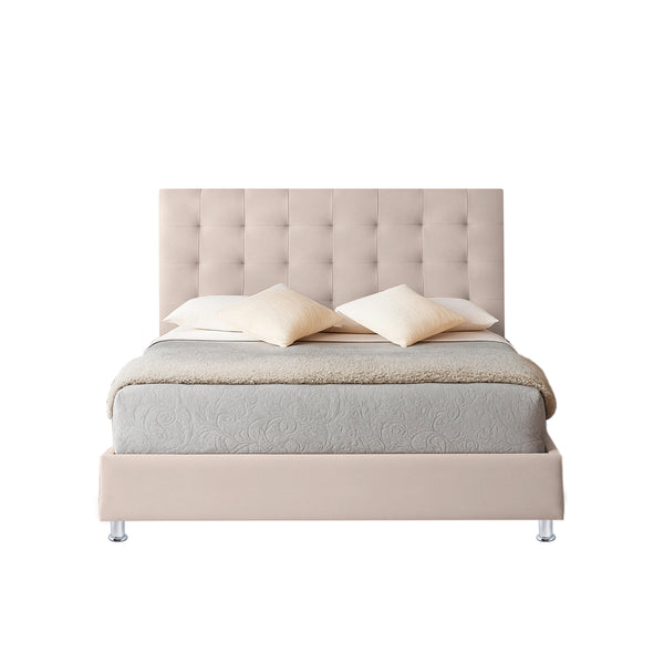 Base Cama Con Espaldar Queen Luxury Beige