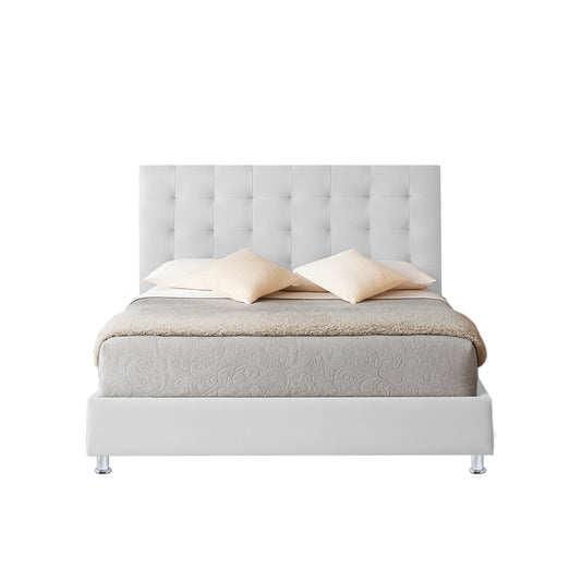 Base Cama con Espaldar + Colchon Semidoble Luxury  blanco