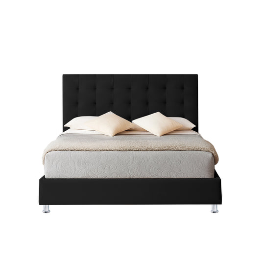 Base Cama con Espaldar + Colchon Doble Luxury  negro