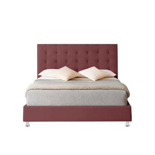 Base Cama con Espaldar + Colchon Sencillo Luxury  salmon