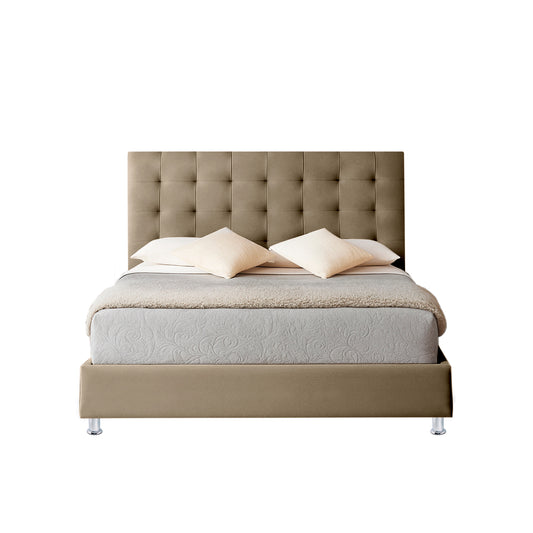 Base Cama con Espaldar + Colchon Semidoble Luxury  taupe