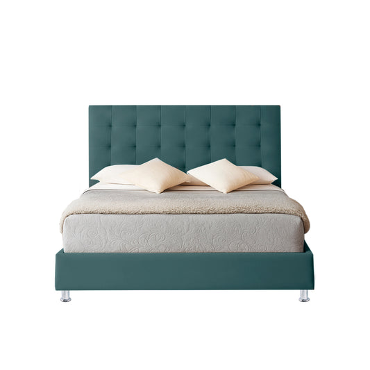 Base Cama con Espaldar + Colchon Semidoble Luxury  verde