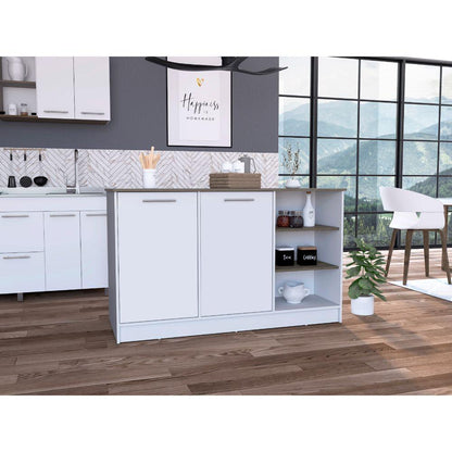 Barra De Cocina Gulom  Blanco  Y Nogal