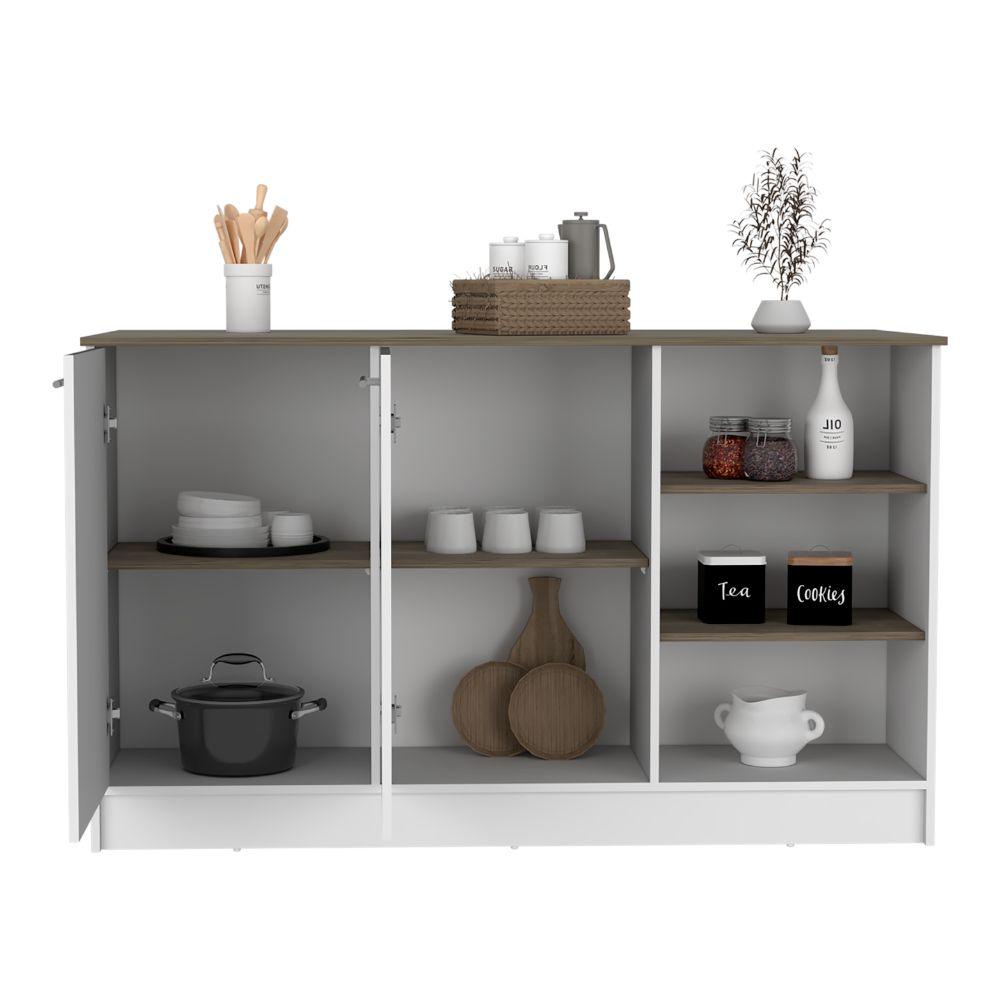 Barra De Cocina Gulom  Blanco  Y Nogal