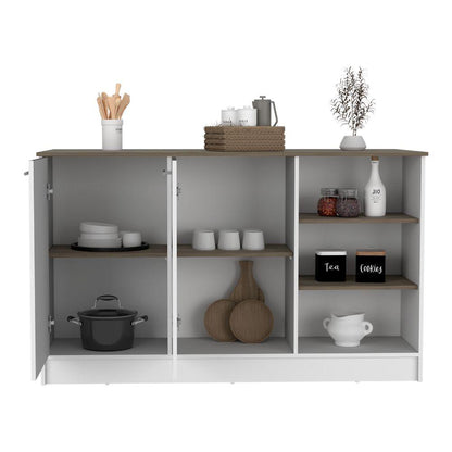 Barra De Cocina Gulom  Blanco  Y Nogal