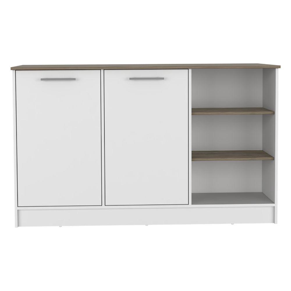 Barra De Cocina Gulom  Blanco  Y Nogal