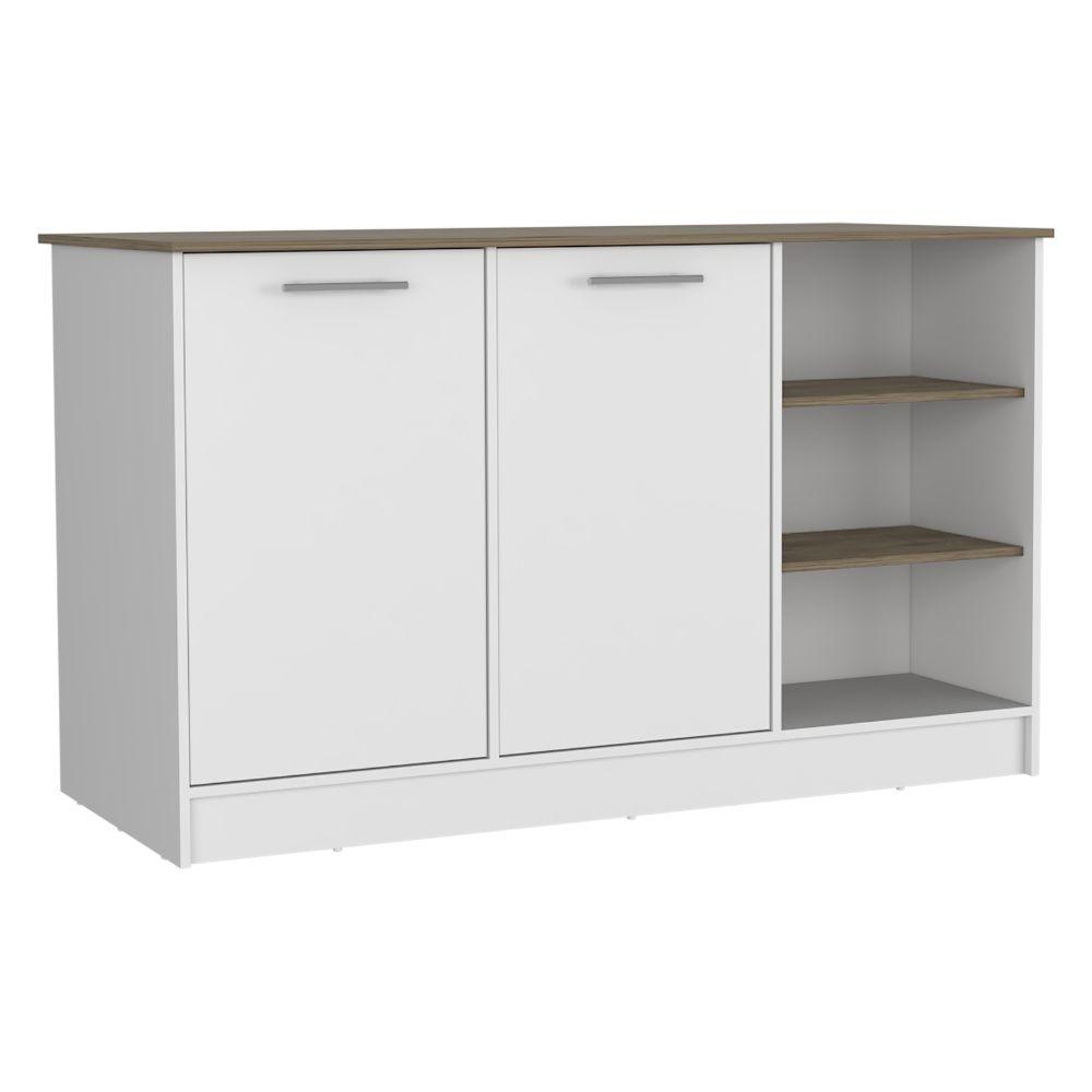 Barra De Cocina Gulom  Blanco  Y Nogal