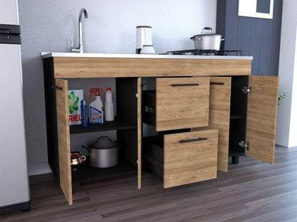 Gabinete Inferior Gucci Miel Y Wengue 150 Cm