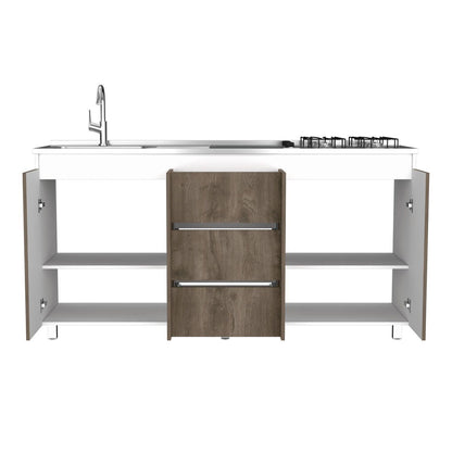 Gabinete Inferior Vemo Nogal Y Blanco 180 Cm