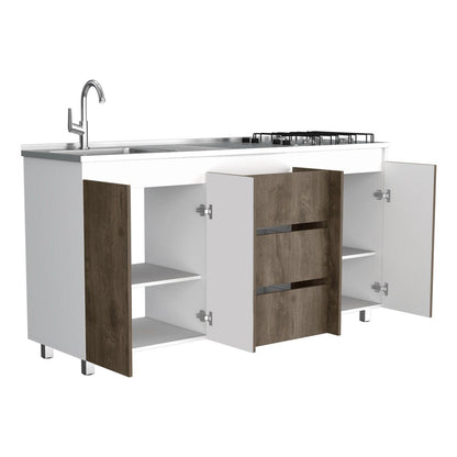 Gabinete Inferior Vemo Nogal Y Blanco 180 Cm