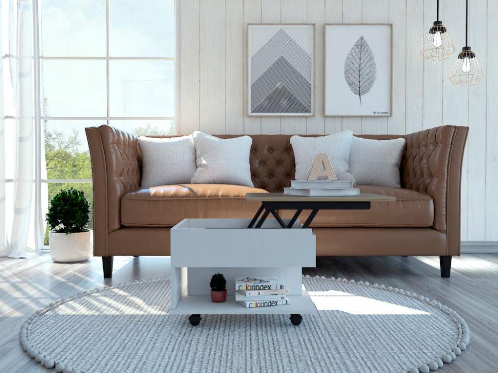 Mesa De Centro Arelva Lift Top Coffee Blanco+Duna