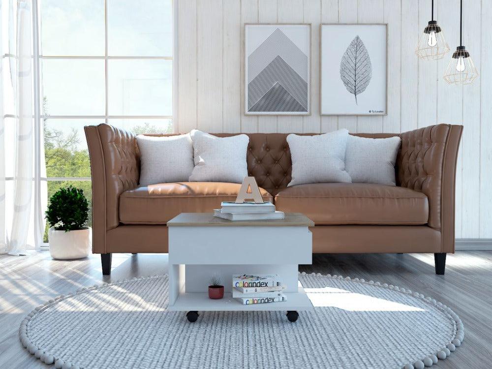 Mesa De Centro Arelva Lift Top Coffee Blanco+Duna