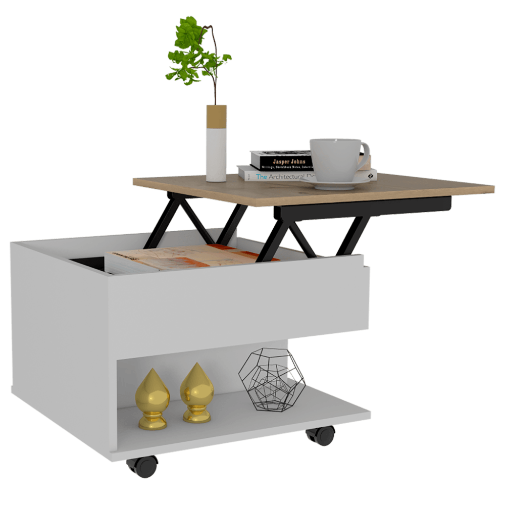 Mesa De Centro Arelva Lift Top Coffee Blanco+Duna