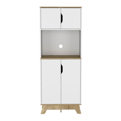 Mueble Microondas Alto Holk Bi-Color Duna Blanco