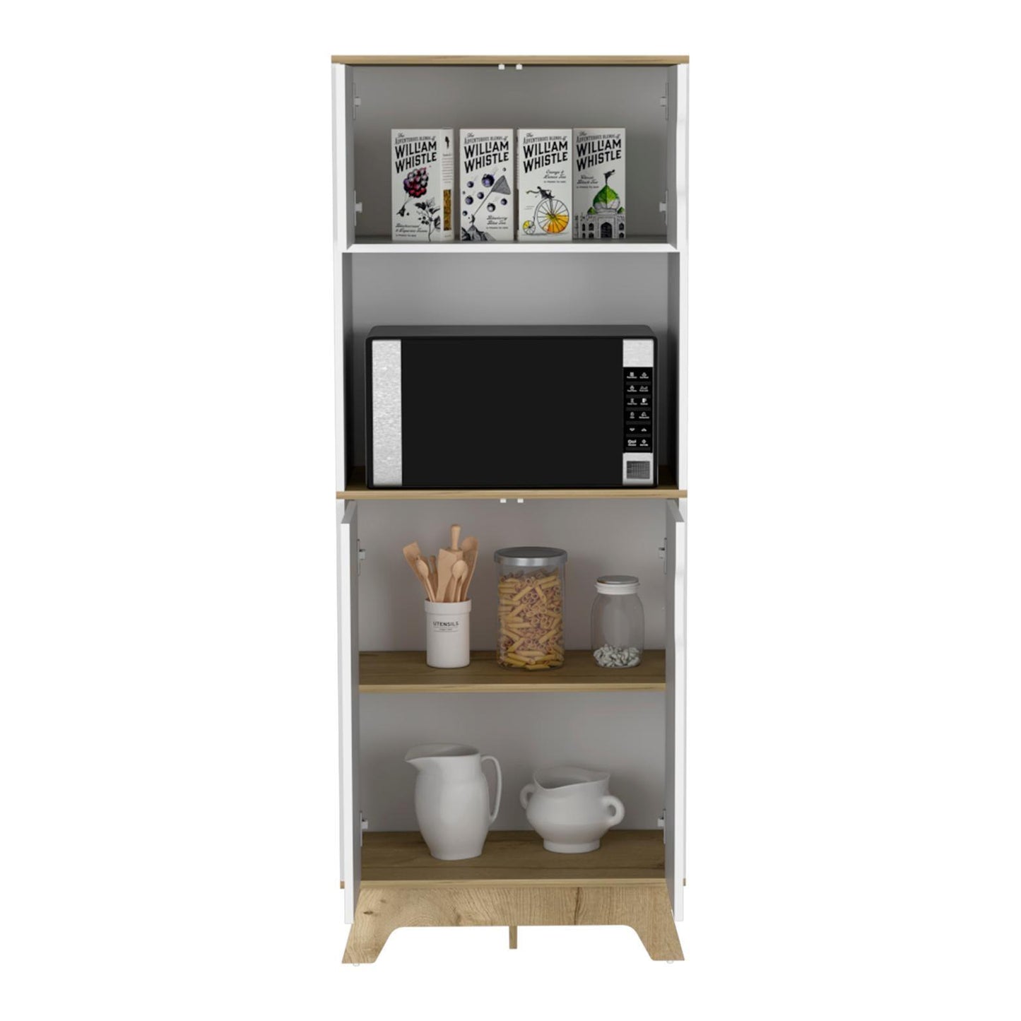 Mueble Microondas Alto Holk Bi-Color Duna Blanco