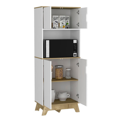 Mueble Microondas Alto Holk Bi-Color Duna Blanco