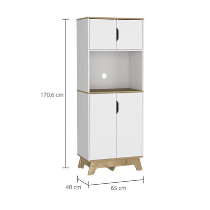 Mueble Microondas Alto Holk Bi-Color Duna Blanco