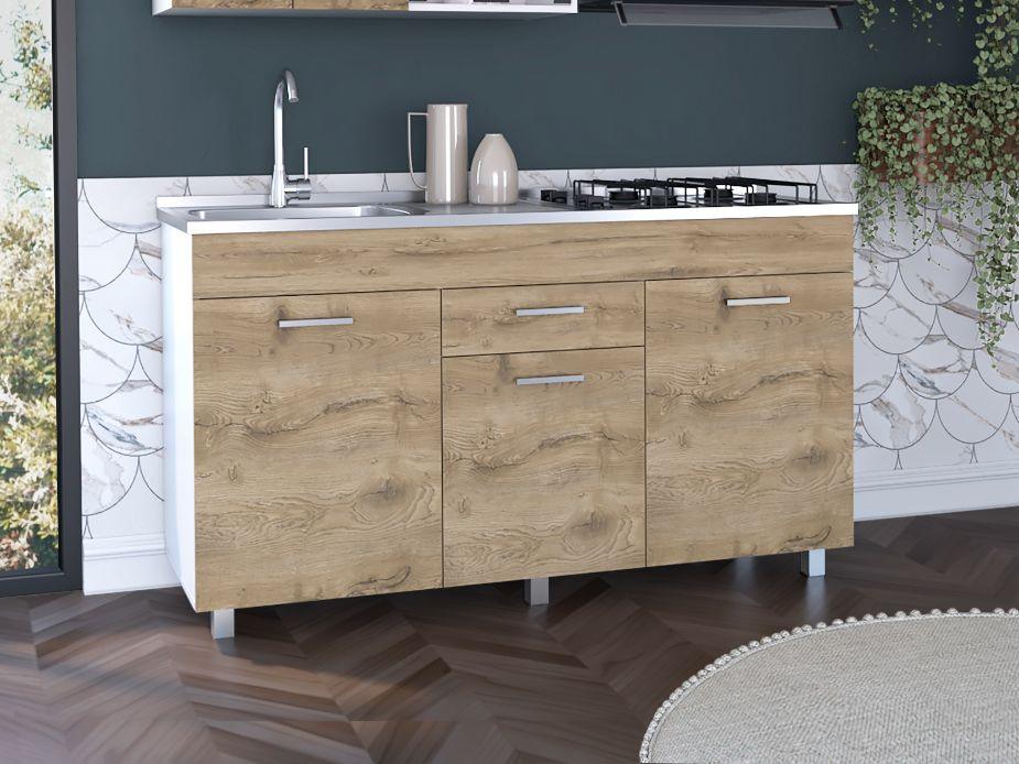 Gabinete Inferior Avorin Macadamia Y Blanco 150 Cm
