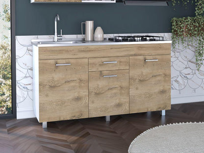 Gabinete Inferior Avorin Macadamia Y Blanco 150 Cm