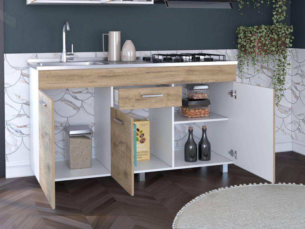 Gabinete Inferior Avorin Macadamia Y Blanco 150 Cm