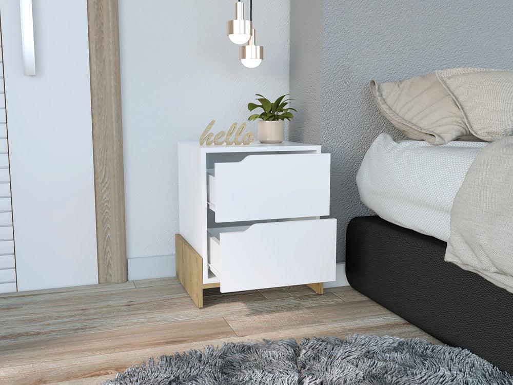 Mesa De Noche Syvana Blanco Y Macadamia