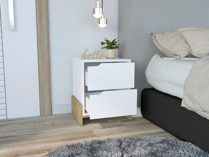Mesa De Noche Syvana Blanco Y Macadamia