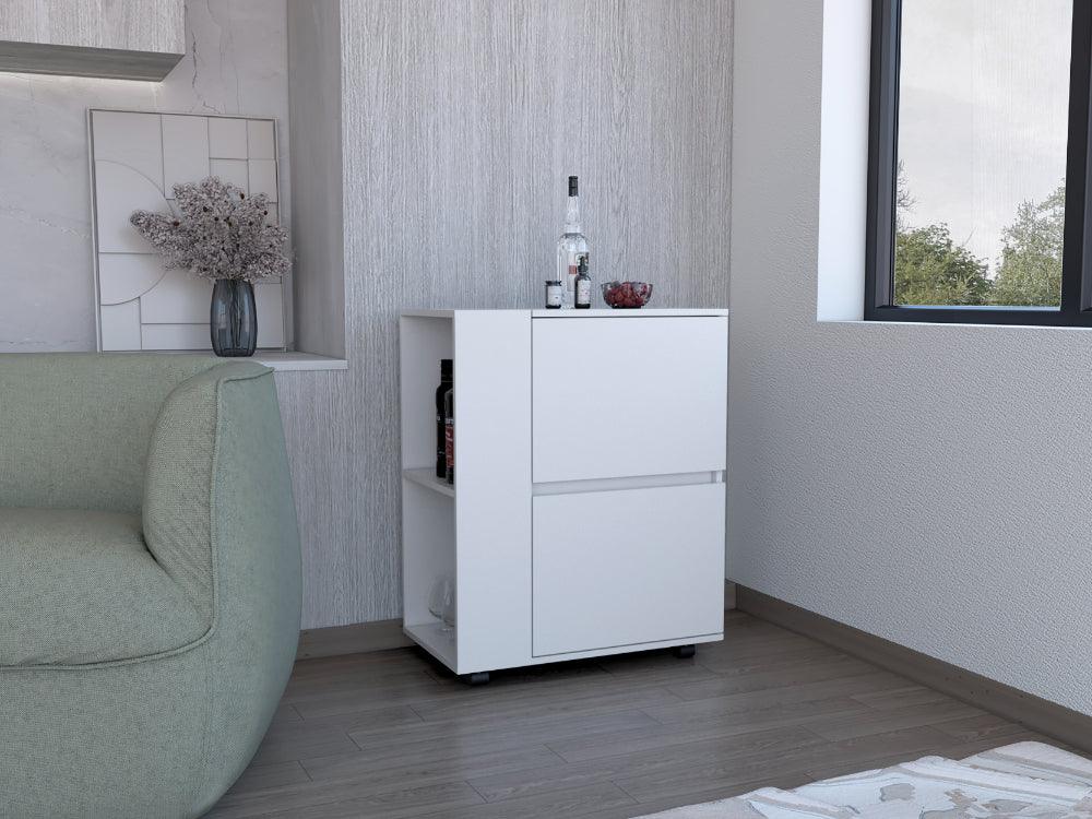 Bar Glass, Blanco, Con Tres Puertas Abatibles