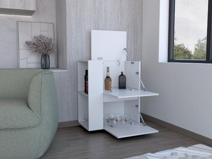 Bar Glass, Blanco, Con Tres Puertas Abatibles