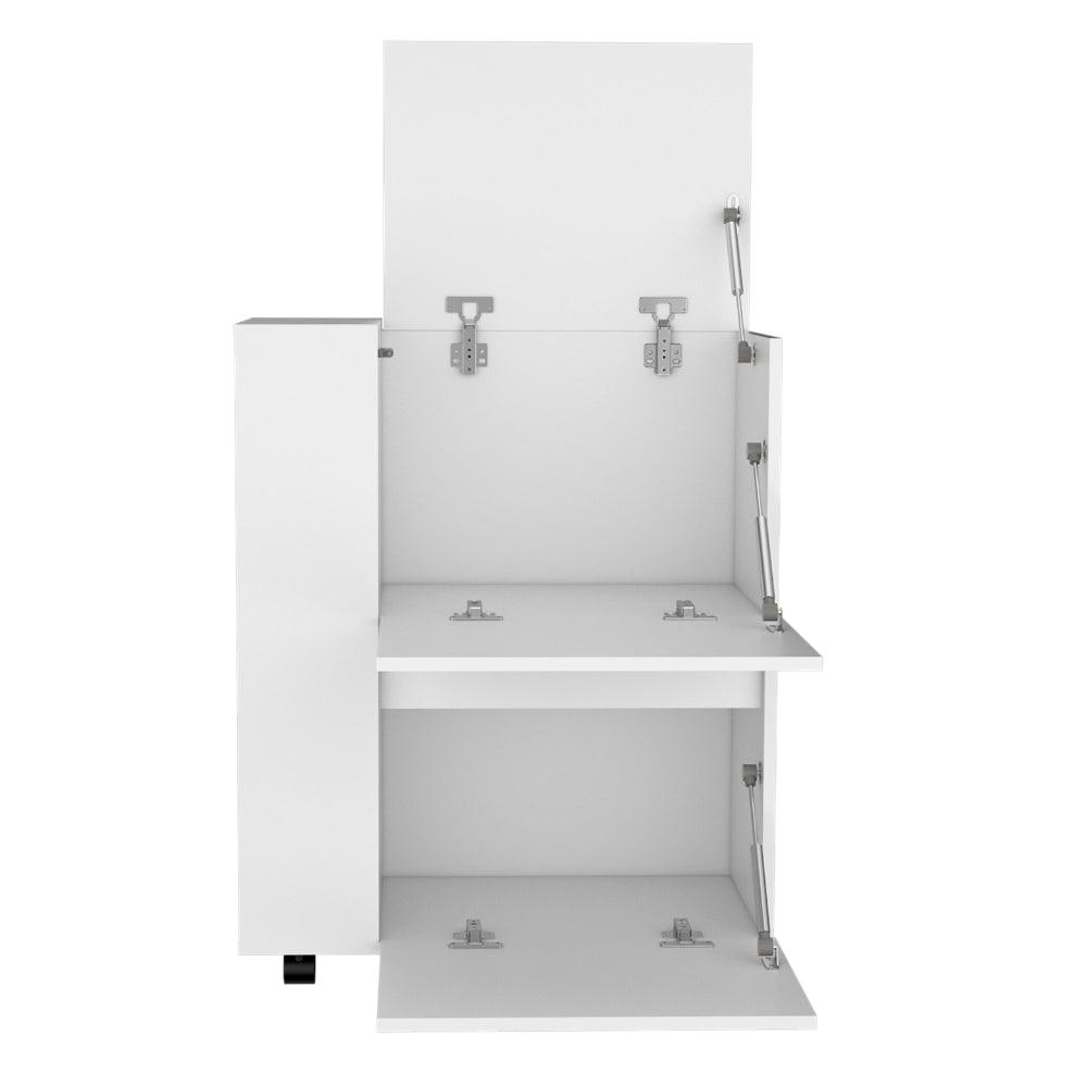 Bar Glass, Blanco, Con Tres Puertas Abatibles