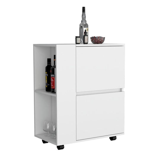 Bar Glass, Blanco, Con Tres Puertas Abatibles