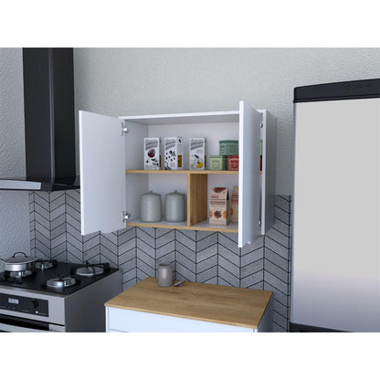 Mueble Superior De Cocina Plannet Blanco Y Macadamia 80 Cm