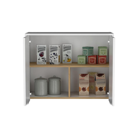 Mueble Superior De Cocina Plannet Blanco Y Macadamia 80 Cm