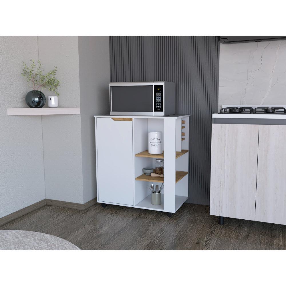 Modulo Microondas Syley, Blanco Y Macadamia, Amplios Espacios Para Almacenamiento
