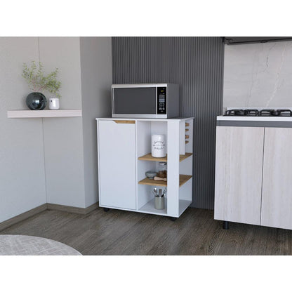 Modulo Microondas Syley, Blanco Y Macadamia, Amplios Espacios Para Almacenamiento