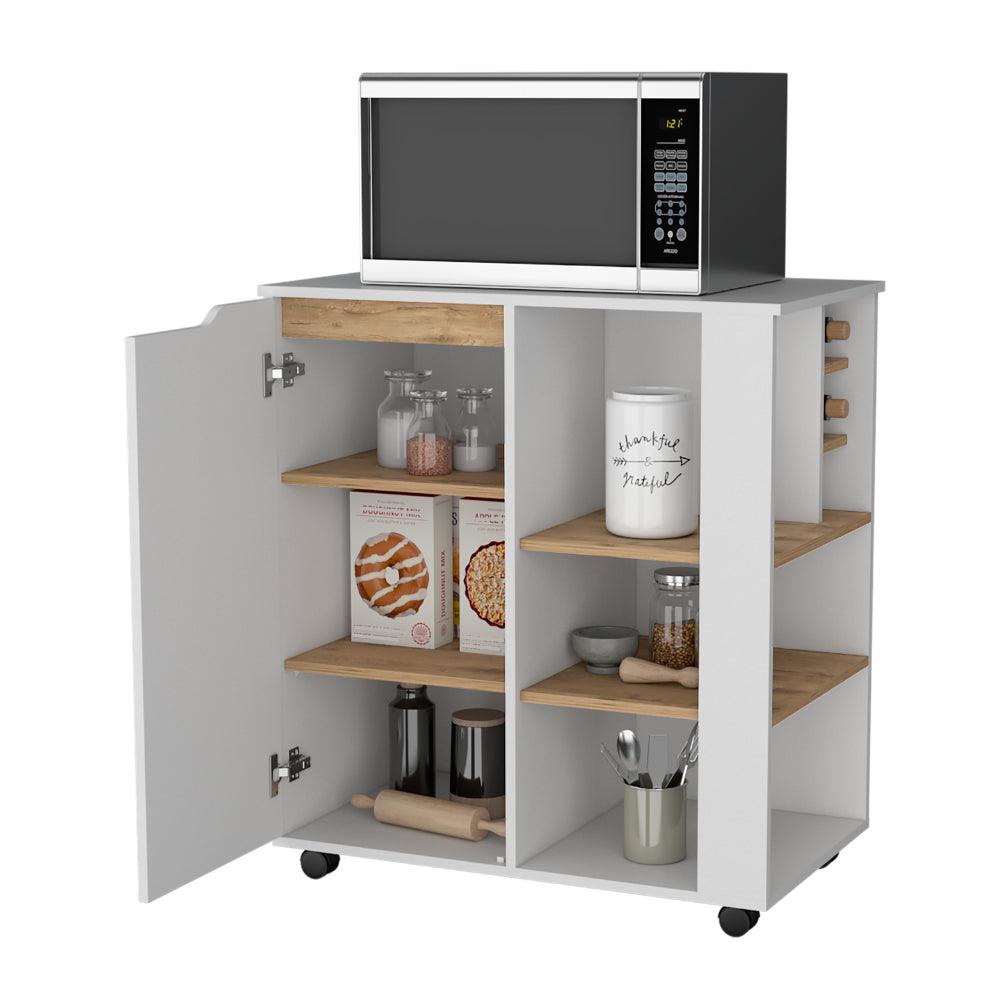 Modulo Microondas Syley, Blanco Y Macadamia, Amplios Espacios Para Almacenamiento