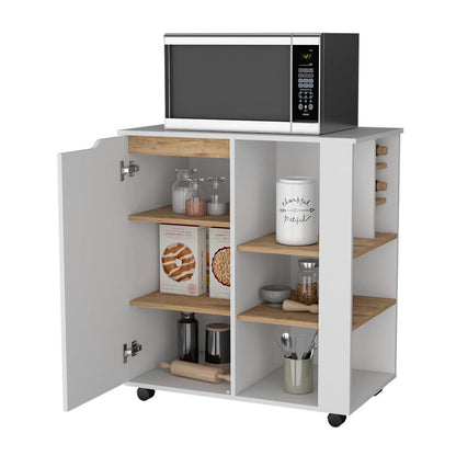 Modulo Microondas Syley, Blanco Y Macadamia, Amplios Espacios Para Almacenamiento