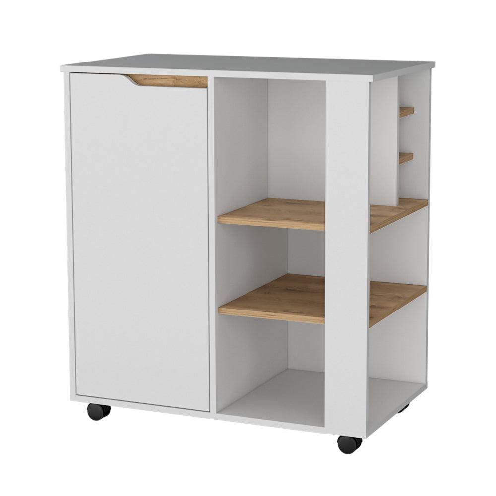 Modulo Microondas Syley, Blanco Y Macadamia, Amplios Espacios Para Almacenamiento