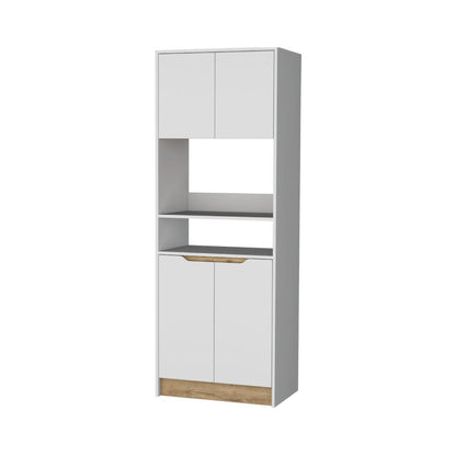 Modulo Microondas Syley, Blanco Y Macadamia, Con Cuatro Puertas Abatibles