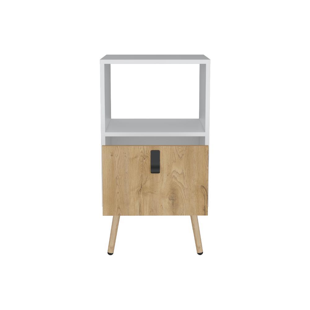 Mesa De Noche  Revali Blanco Y  Macadamia Alto